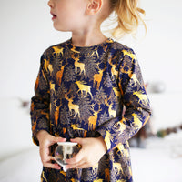 Golden Stag Long Sleeve Dress