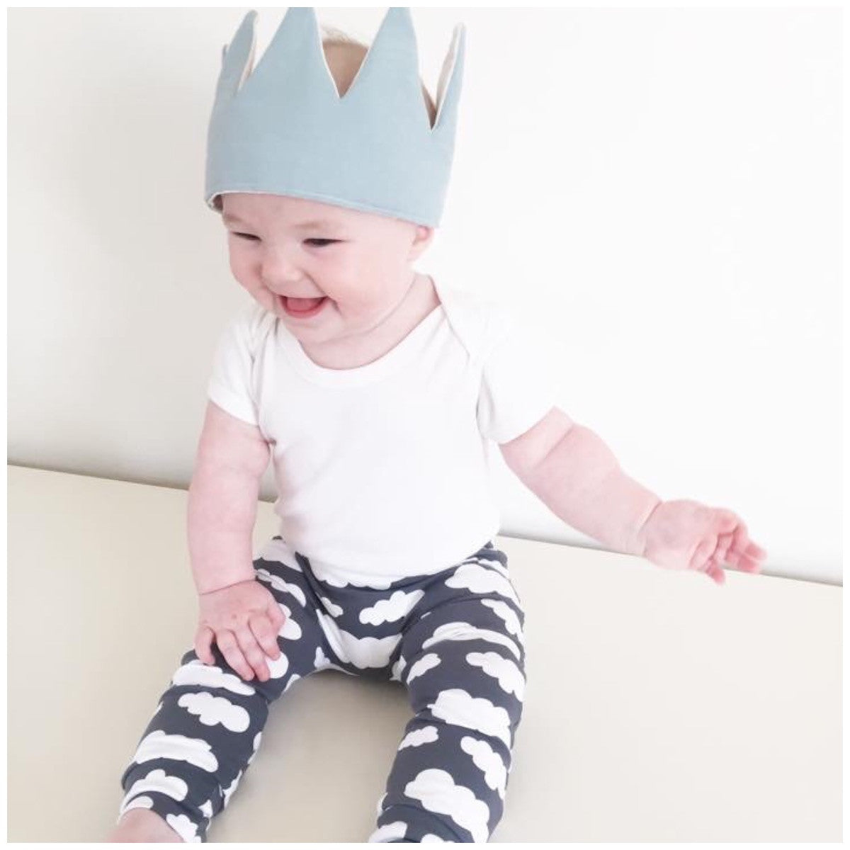 Grey Cloud Print Baby Leggings - Fred & Noah